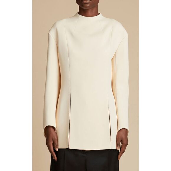 Khaite Mahni Crepe Satin Top in Ivory Size US 4 $1880 - Picture 1 of 10
